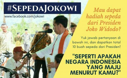 #SepedaJokowi: Presiden mengadakan kuis berhadiah lewat Facebook