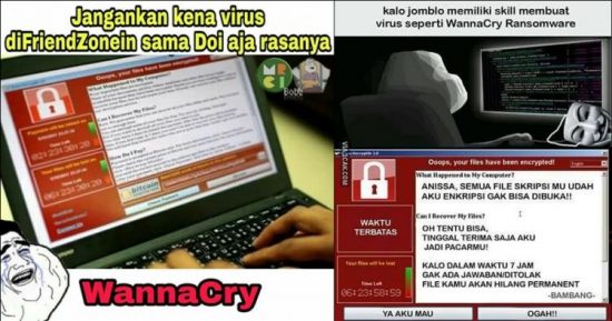 Gak cuma virus komputernya, meme-meme kocak ransomware WannaCry juga bertebaran di internet