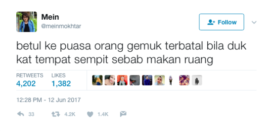 Karena mengandung kata ‘makan’, netizen menganggap ‘makan tempat’ membatalkan puasa