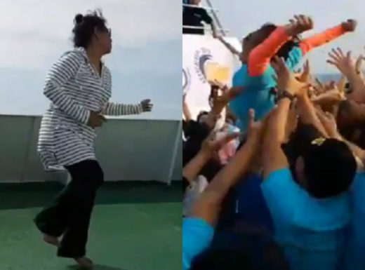 Saat menteri terkeren se-ASEAN, Susi Pudjiastuti jogat-joget dan stage dive a la rockstar di atas kapal (Video)