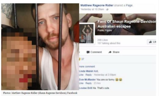 Napi Australia yang kabur dari penjara Bali, Shaun Davidson diduga nge-share fan page Facebook nya di pelarian