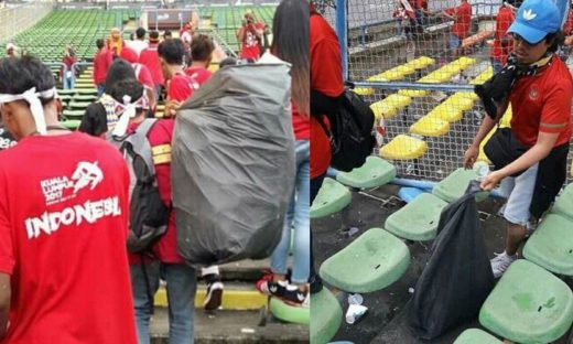 Netizen Malaysia puji aksi supporter Indonesia yang menjaga kebersihan Stadion Shah Alam
