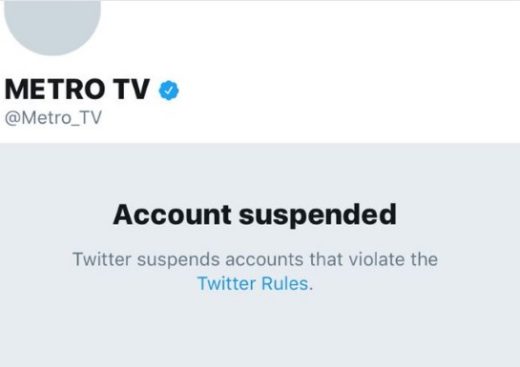 Akun Twitter Metro TV di-suspend, ada yang tahu kenapa?