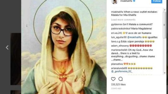 Ganti wajah Bunda Maria, Mia Khalifa dihujat di Instagram