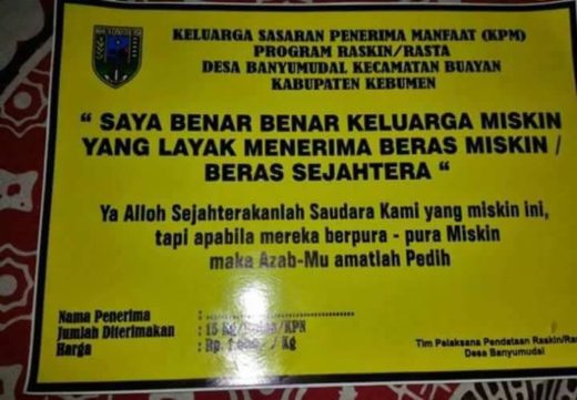 Beredar stiker ‘sumpah berani kena azab kalau pura-pura miskin’ demi raskin, berlebihan atau tidak?