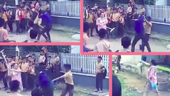 Emak-emak keren bubarin perkelahian antar pelajar pakai sapu (Video)