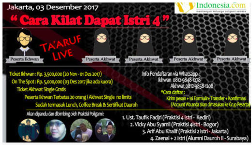 Flyer seminar poligami ‘Cara Kilat Dapat Istri 4’ menyebar, harga tiket sampai Rp 5 juta