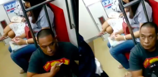 Seorang pria ngotot duduk di lantai KRL meskipun telah ditegur petugas