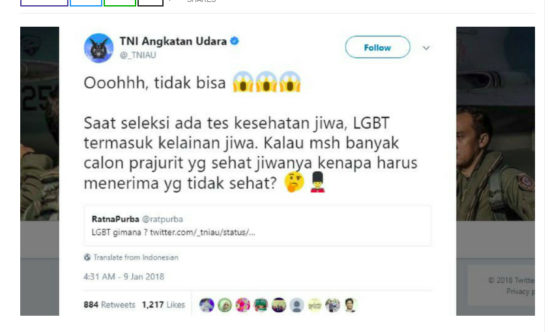 Airmin picu kontroversi, bilang LGBT kelainan jiwa gak bisa masuk TNI AU