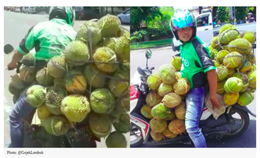 Sepi order, driver Go-Jek di Lombok rela bawa 90 buah durian di motornya