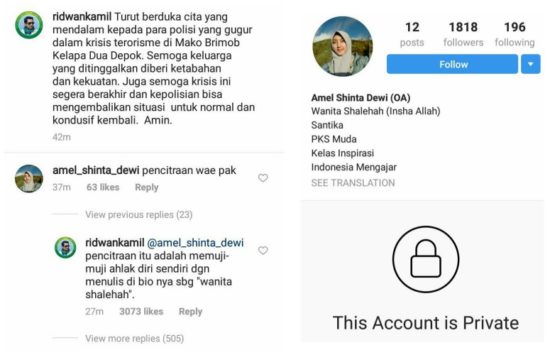 Berduka Brimob gugur dibilang pencitraan, Ridwan Kamil balas pedas komentar netizen