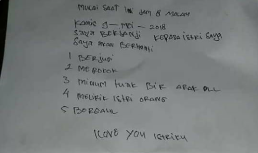 Dilarang merokok hingga bergaul: Suami-istri bikin perjanjian bermaterai