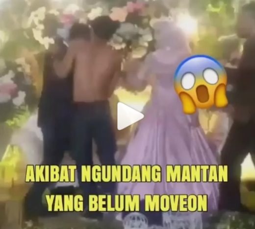 Mantan ngamuk di acara pernikahan, buka baju tantang berkelahi mempelai pria