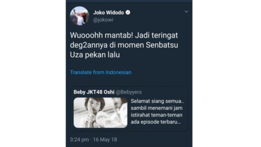 Gara-gara Beby JKT48 admin Twitter Jokowi dipecat
