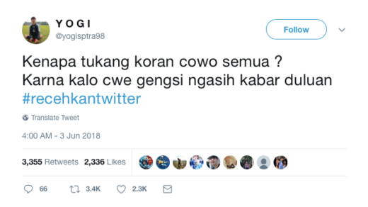 #RecehkanTwitter: Kumpulan jokes murahan a la netizen