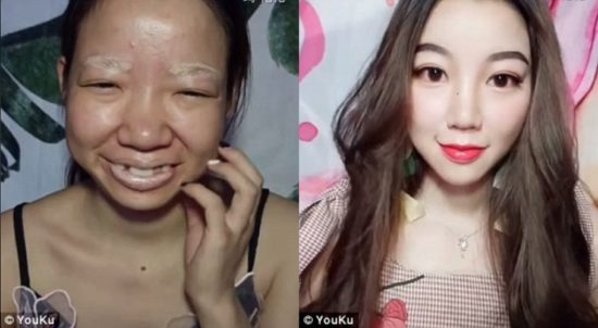 Wanita gunakan selotip dan hidung palsu untuk make-up, hasilnya beda banget