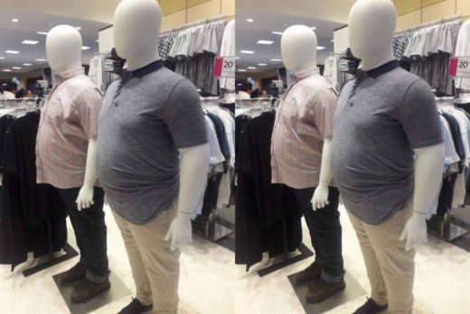 Manekin tambun viral, pajang baju pria ukuran besar