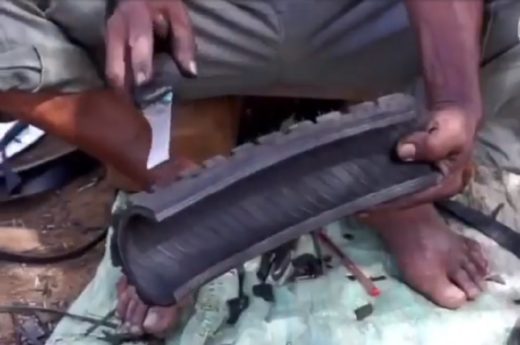 Begini cara bikin sandal dari ban bekas