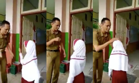 Guru SD asyik, salaman spesial ke seluruh muridnya sebelum masuk kelas