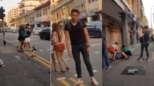 Yang lain cuma nonton: 4 perempuan berantem di jalanan, seorang pria tak berdaya melerainya