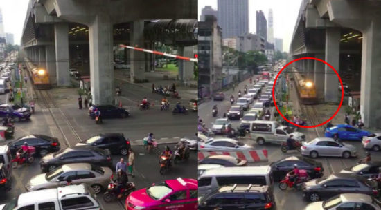 Video: Kereta ikutan terjebak lampu merah saking macetnya lalu lintas