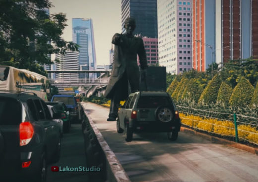 Video animasi keren, galaknya patung Jenderal Sudirman “hajar” penerobos jalur busway